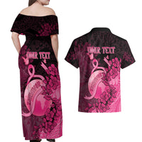 Personalised Cancer Fighter Couples Matching Off Shoulder Maxi Dress and Hawaiian Shirt I Beat Cancer LT05 - Polynesian Pride