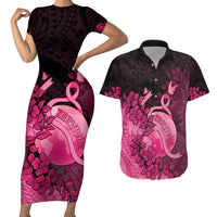 Personalised Cancer Fighter Couples Matching Short Sleeve Bodycon Dress and Hawaiian Shirt I Beat Cancer LT05 Pink - Polynesian Pride