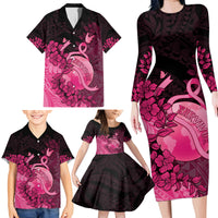 Personalised Cancer Fighter Family Matching Long Sleeve Bodycon Dress and Hawaiian Shirt I Beat Cancer LT05 - Polynesian Pride