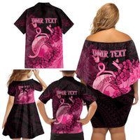 Personalised Cancer Fighter Family Matching Off Shoulder Short Dress and Hawaiian Shirt I Beat Cancer LT05 - Polynesian Pride
