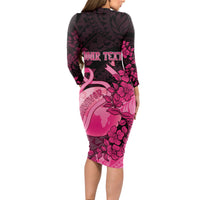 Personalised Cancer Fighter Long Sleeve Bodycon Dress I Beat Cancer LT05 - Polynesian Pride