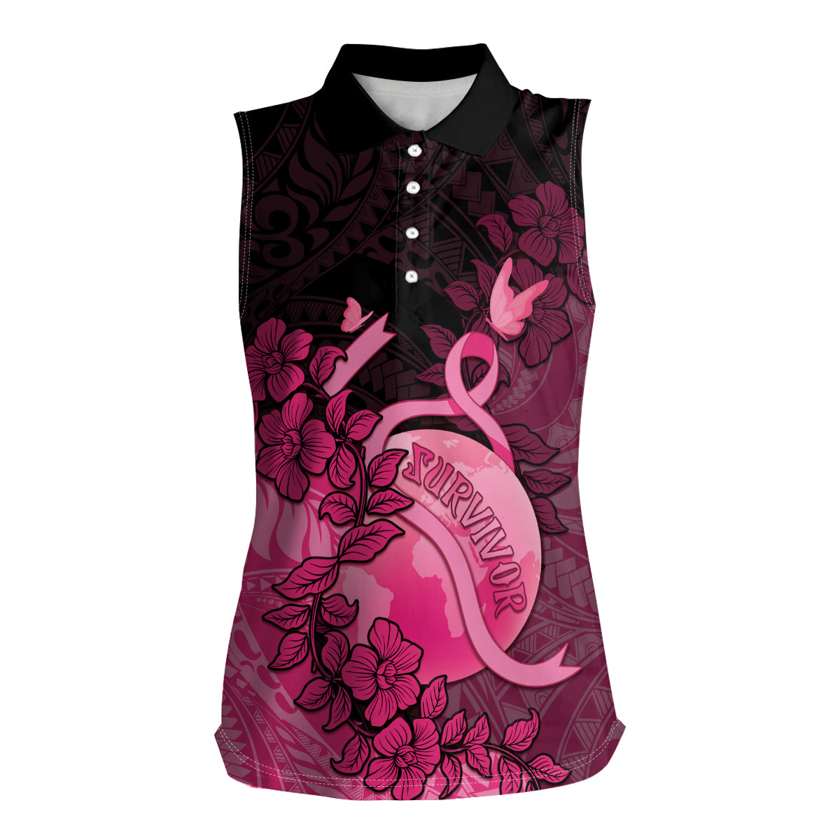 Personalised Cancer Fighter Women Sleeveless Polo Shirt I Beat Cancer LT05 Female Pink - Polynesian Pride