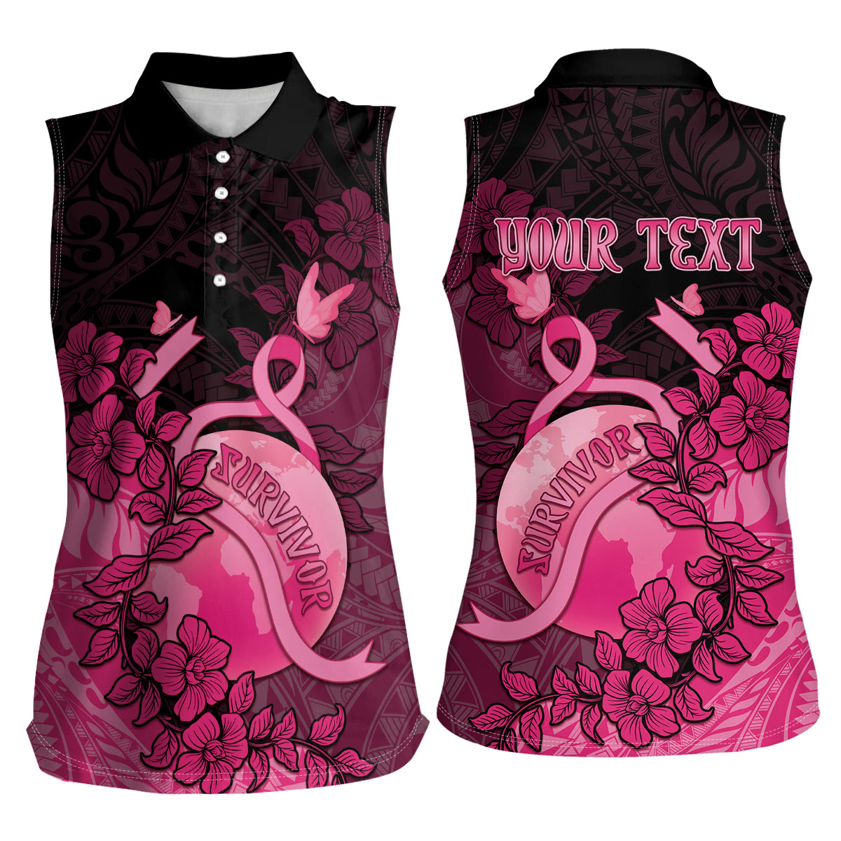 Personalised Cancer Fighter Women Sleeveless Polo Shirt I Beat Cancer LT05 - Polynesian Pride