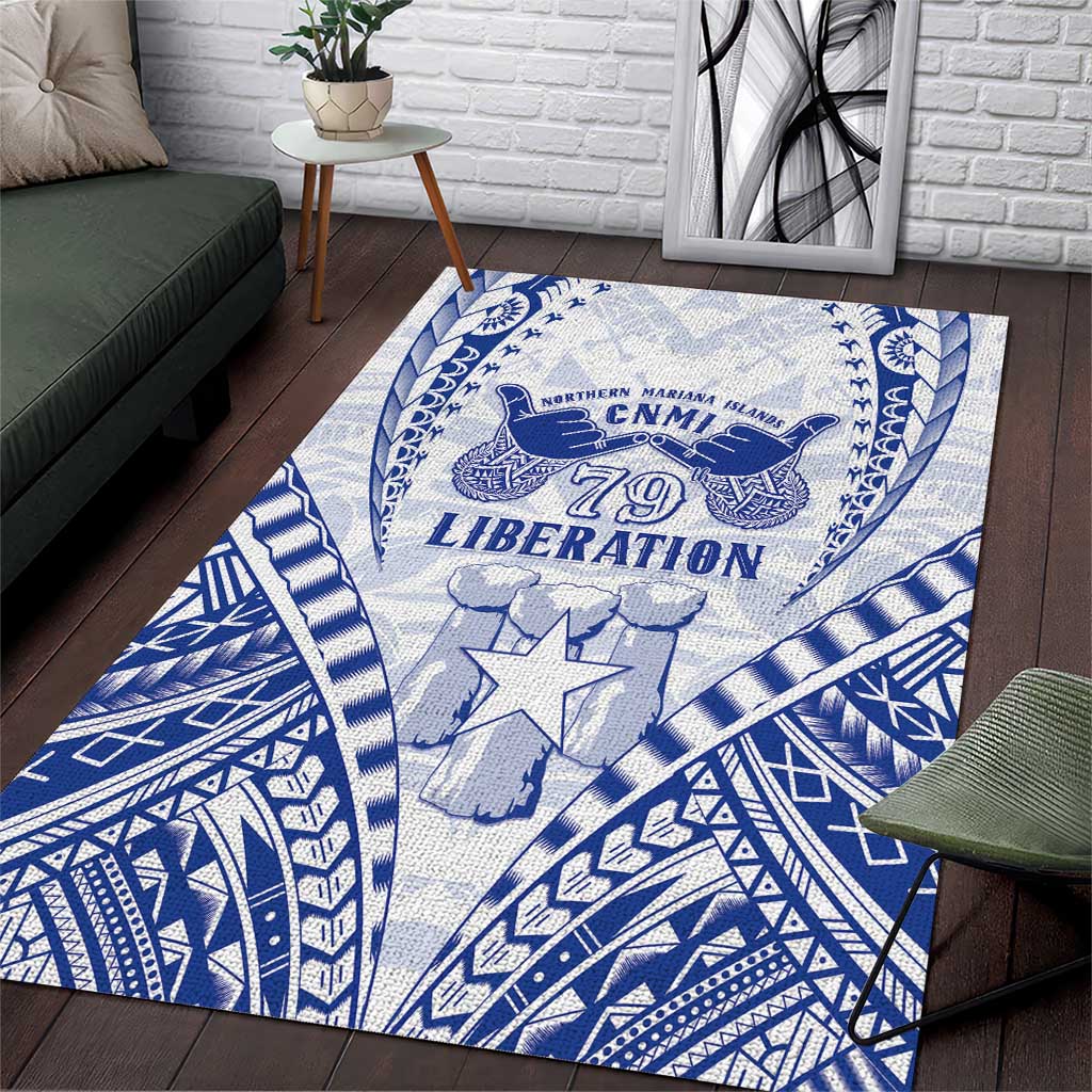 Northern Mariana Islands Liberation Day Area Rug 79th Anniversary LT05 Blue - Polynesian Pride