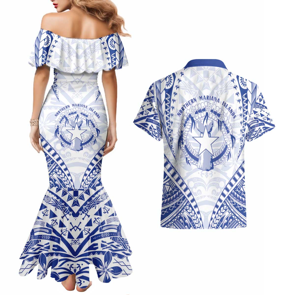 Northern Mariana Islands Liberation Day Couples Matching Mermaid Dress and Hawaiian Shirt 79th Anniversary LT05 - Polynesian Pride