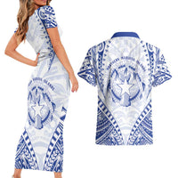 Northern Mariana Islands Liberation Day Couples Matching Short Sleeve Bodycon Dress and Hawaiian Shirt 79th Anniversary LT05 - Polynesian Pride