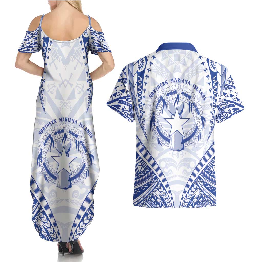 Northern Mariana Islands Liberation Day Couples Matching Summer Maxi Dress and Hawaiian Shirt 79th Anniversary LT05 - Polynesian Pride