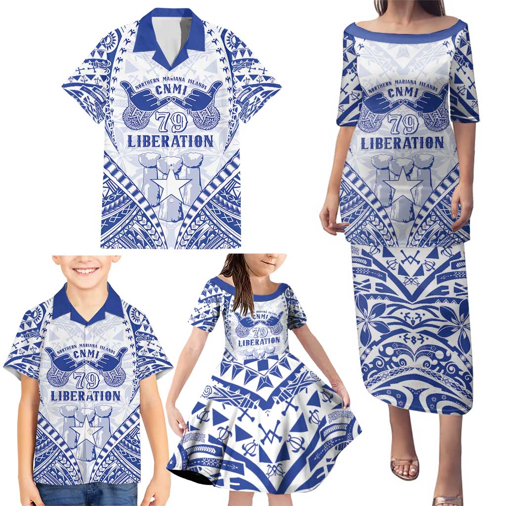 Northern Mariana Islands Liberation Day Family Matching Puletasi and Hawaiian Shirt 79th Anniversary LT05 - Polynesian Pride