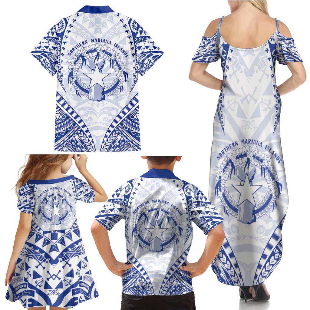 Northern Mariana Islands Liberation Day Family Matching Summer Maxi Dress and Hawaiian Shirt 79th Anniversary LT05 - Polynesian Pride