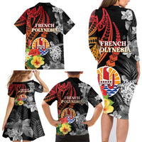 French Polynesia Bastille Day Family Matching Long Sleeve Bodycon Dress and Hawaiian Shirt Tropical Turtle Hibiscus Polynesian Pattern LT05 - Polynesian Pride
