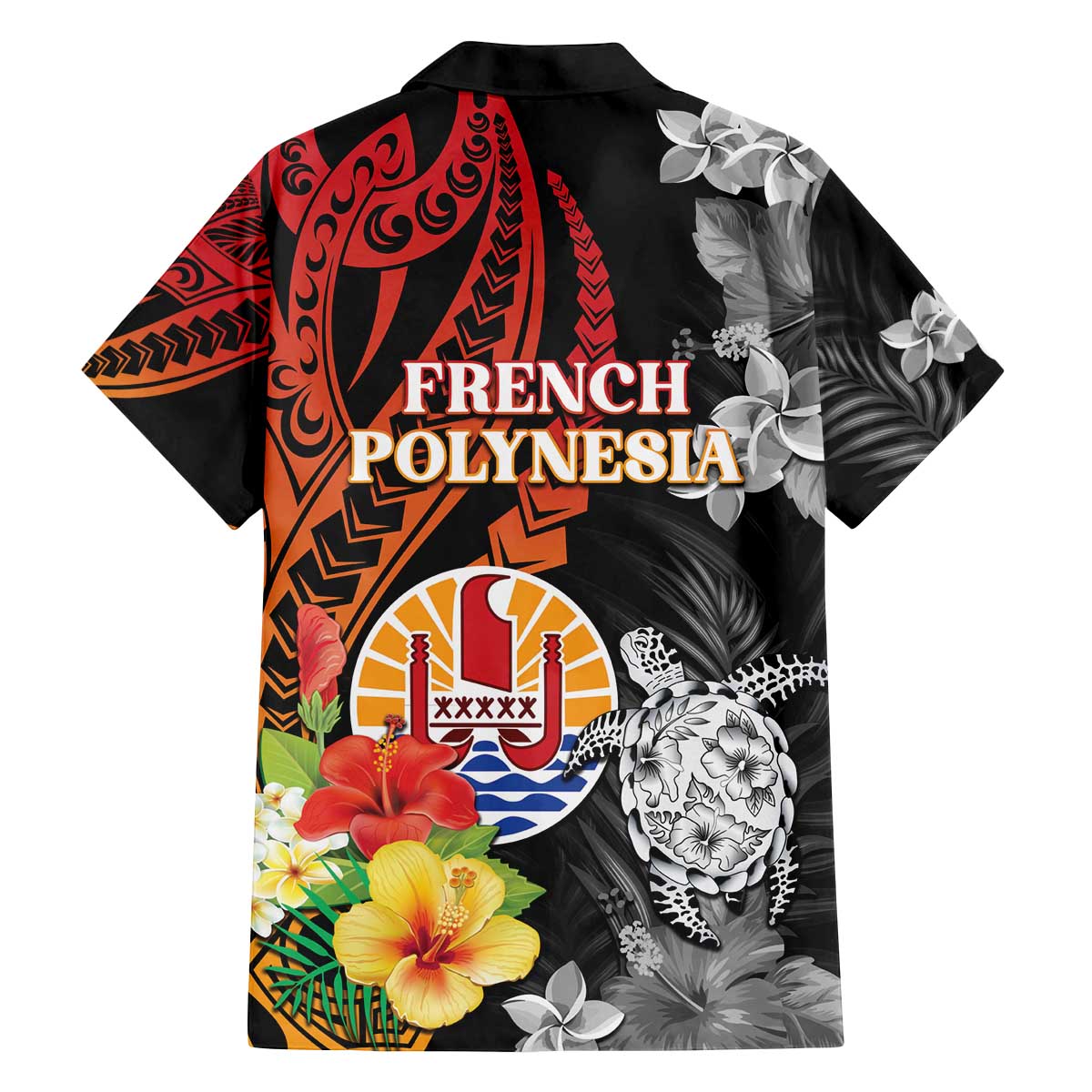 French Polynesia Bastille Day Family Matching Off The Shoulder Long Sleeve Dress and Hawaiian Shirt Tropical Turtle Hibiscus Polynesian Pattern LT05 - Polynesian Pride
