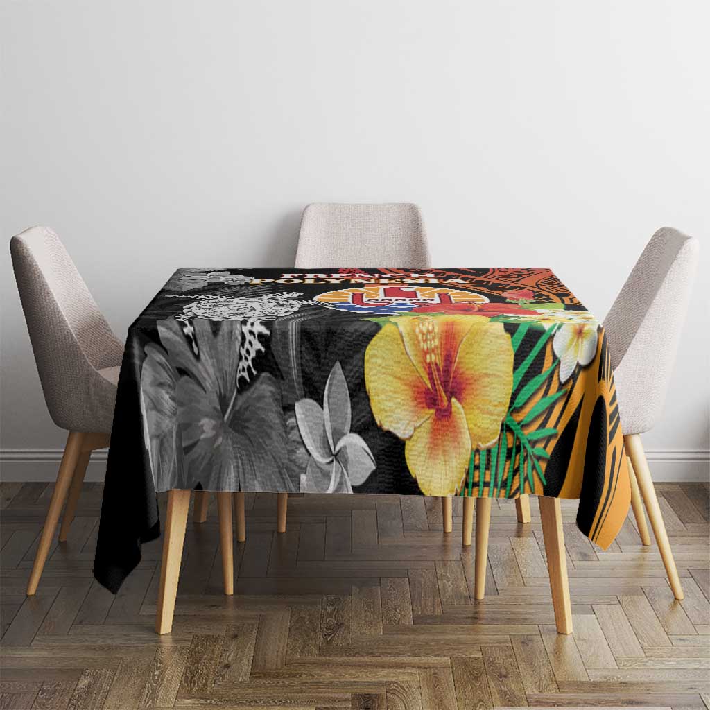 French Polynesia Bastille Day Tablecloth Tropical Turtle Hibiscus Polynesian Pattern