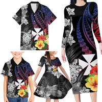 Wallis and Futuna Bastille Day Family Matching Long Sleeve Bodycon Dress and Hawaiian Shirt Tropical Turtle Hibiscus Polynesian Pattern LT05 - Polynesian Pride