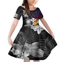 Wallis and Futuna Bastille Day Family Matching Mermaid Dress and Hawaiian Shirt Tropical Turtle Hibiscus Polynesian Pattern LT05 Daughter's Dress Black - Polynesian Pride