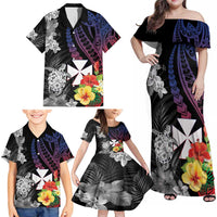 Wallis and Futuna Bastille Day Family Matching Off Shoulder Maxi Dress and Hawaiian Shirt Tropical Turtle Hibiscus Polynesian Pattern LT05 - Polynesian Pride