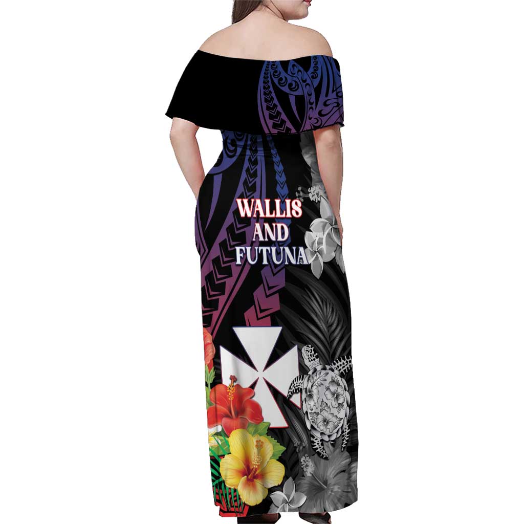 Wallis and Futuna Bastille Day Family Matching Off Shoulder Maxi Dress and Hawaiian Shirt Tropical Turtle Hibiscus Polynesian Pattern LT05 - Polynesian Pride