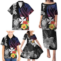 Wallis and Futuna Bastille Day Family Matching Puletasi and Hawaiian Shirt Tropical Turtle Hibiscus Polynesian Pattern LT05 - Polynesian Pride