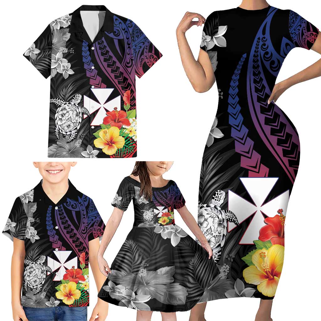 Wallis and Futuna Bastille Day Family Matching Short Sleeve Bodycon Dress and Hawaiian Shirt Tropical Turtle Hibiscus Polynesian Pattern LT05 - Polynesian Pride