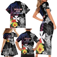 Wallis and Futuna Bastille Day Family Matching Short Sleeve Bodycon Dress and Hawaiian Shirt Tropical Turtle Hibiscus Polynesian Pattern LT05 - Polynesian Pride