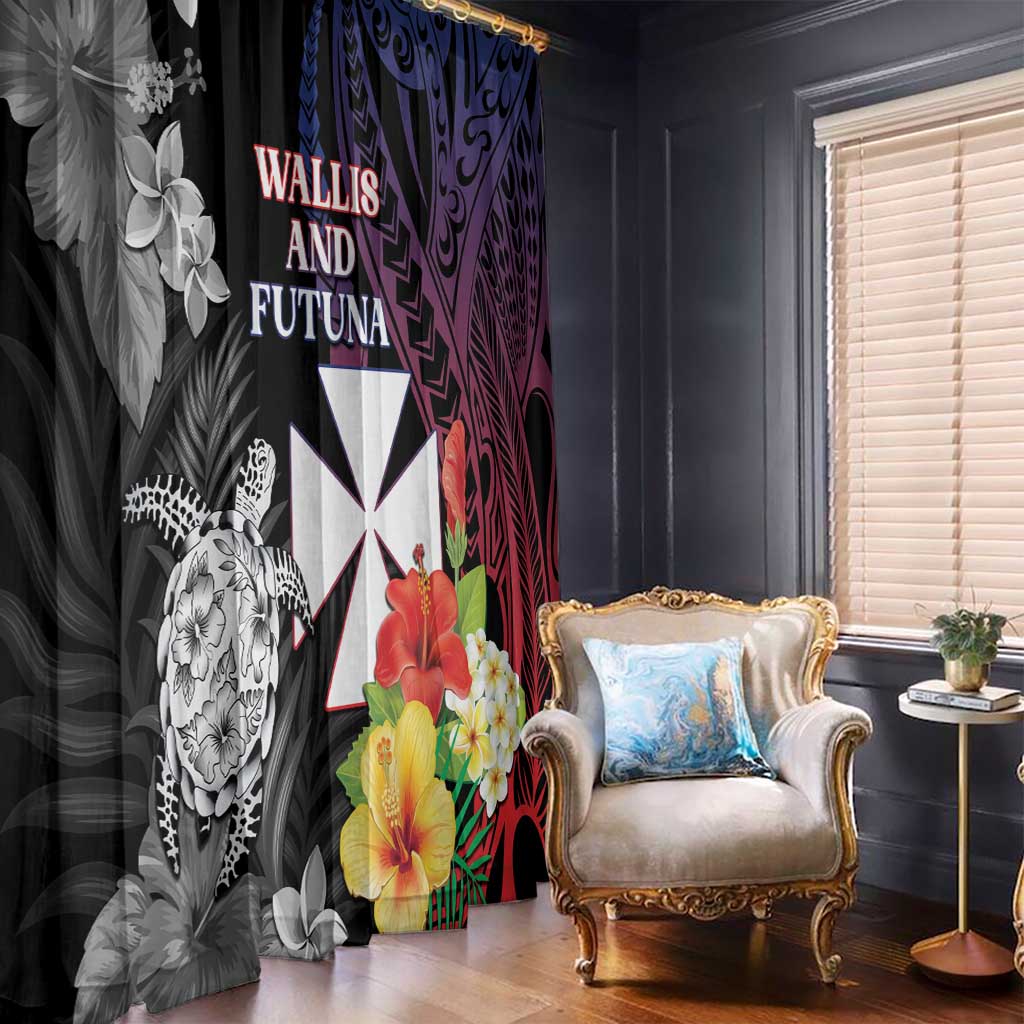 Wallis and Futuna Bastille Day Window Curtain Tropical Turtle Hibiscus Polynesian Pattern LT05 - Polynesian Pride