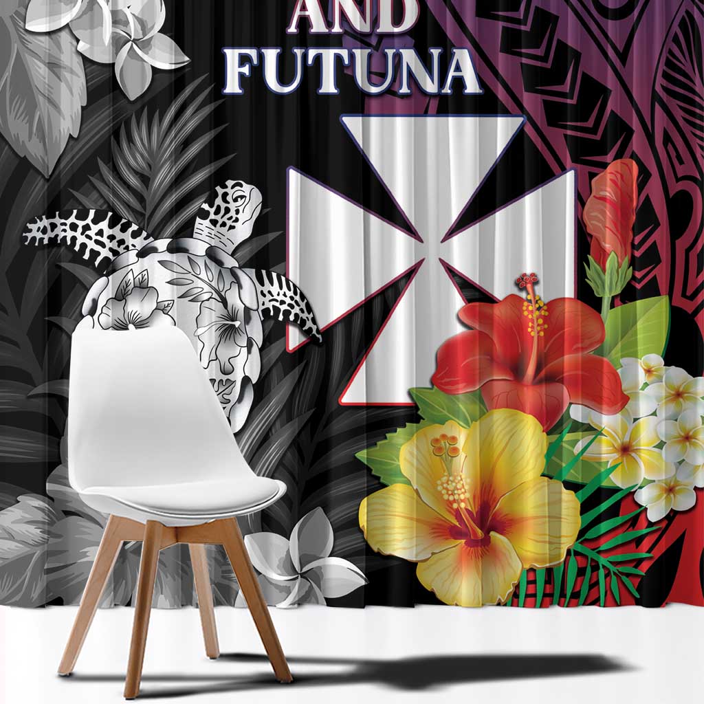 Wallis and Futuna Bastille Day Window Curtain Tropical Turtle Hibiscus Polynesian Pattern LT05 - Polynesian Pride