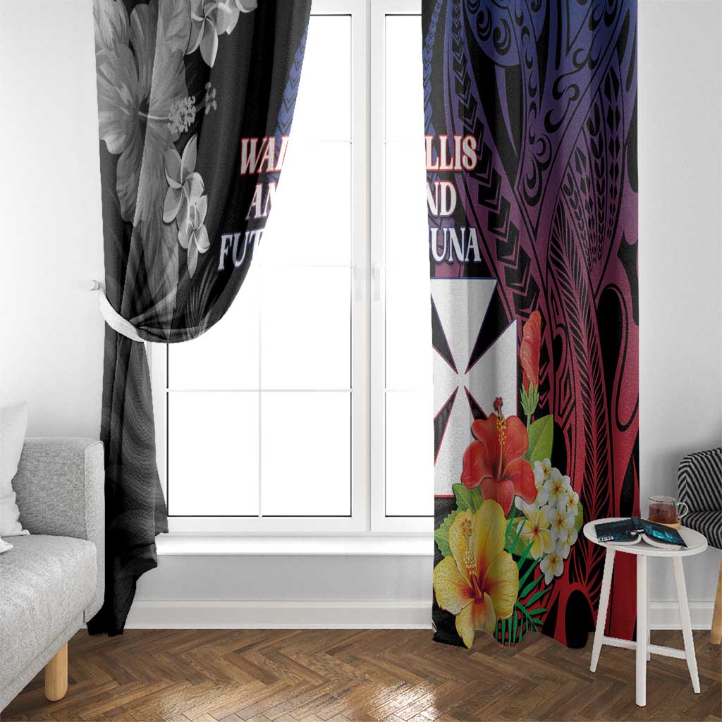 Wallis and Futuna Bastille Day Window Curtain Tropical Turtle Hibiscus Polynesian Pattern LT05 - Polynesian Pride