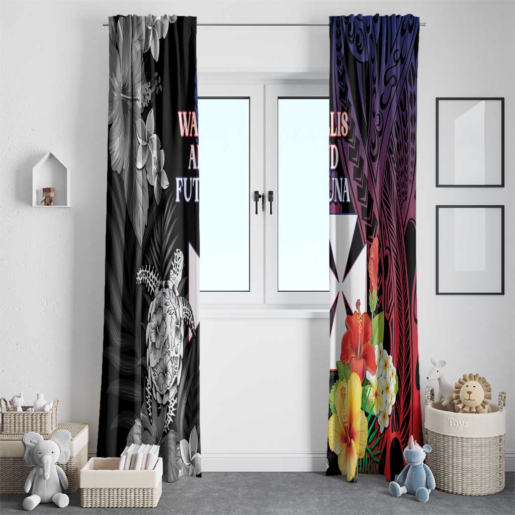 Wallis and Futuna Bastille Day Window Curtain Tropical Turtle Hibiscus Polynesian Pattern LT05 - Polynesian Pride
