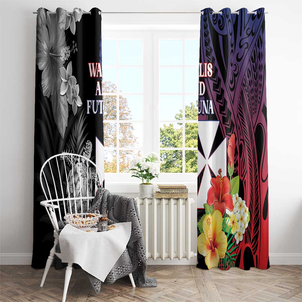 Wallis and Futuna Bastille Day Window Curtain Tropical Turtle Hibiscus Polynesian Pattern LT05 - Polynesian Pride