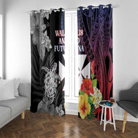 Wallis and Futuna Bastille Day Window Curtain Tropical Turtle Hibiscus Polynesian Pattern LT05 With Grommets Black - Polynesian Pride