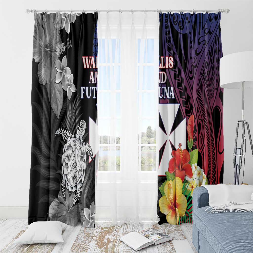 Wallis and Futuna Bastille Day Window Curtain Tropical Turtle Hibiscus Polynesian Pattern LT05 - Polynesian Pride