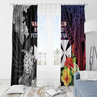 Wallis and Futuna Bastille Day Window Curtain Tropical Turtle Hibiscus Polynesian Pattern LT05 - Polynesian Pride