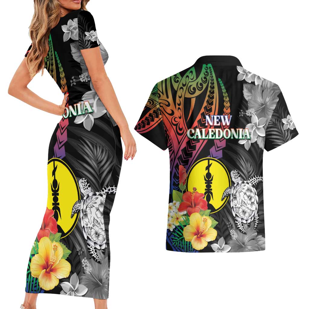 New Caledonia Bastille Day Couples Matching Short Sleeve Bodycon Dress and Hawaiian Shirt Tropical Turtle Hibiscus Polynesian Pattern LT05 - Polynesian Pride