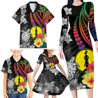 New Caledonia Bastille Day Family Matching Long Sleeve Bodycon Dress and Hawaiian Shirt Tropical Turtle Hibiscus Polynesian Pattern LT05 - Polynesian Pride
