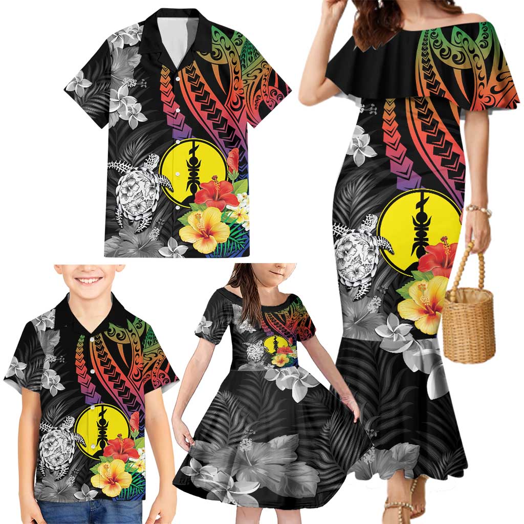 New Caledonia Bastille Day Family Matching Mermaid Dress and Hawaiian Shirt Tropical Turtle Hibiscus Polynesian Pattern LT05 - Polynesian Pride