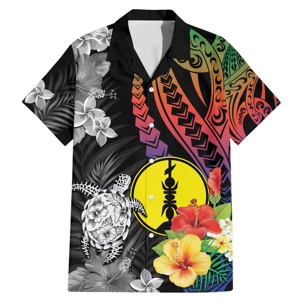 New Caledonia Bastille Day Family Matching Mermaid Dress and Hawaiian Shirt Tropical Turtle Hibiscus Polynesian Pattern LT05 Dad's Shirt - Short Sleeve Black - Polynesian Pride