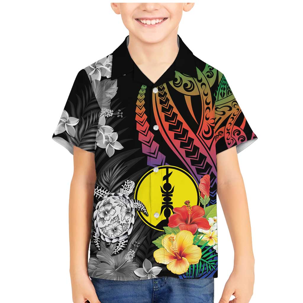 New Caledonia Bastille Day Family Matching Mermaid Dress and Hawaiian Shirt Tropical Turtle Hibiscus Polynesian Pattern LT05 Son's Shirt Black - Polynesian Pride