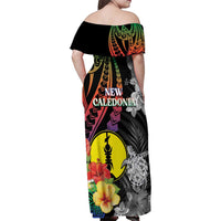 New Caledonia Bastille Day Family Matching Off Shoulder Maxi Dress and Hawaiian Shirt Tropical Turtle Hibiscus Polynesian Pattern LT05 - Polynesian Pride