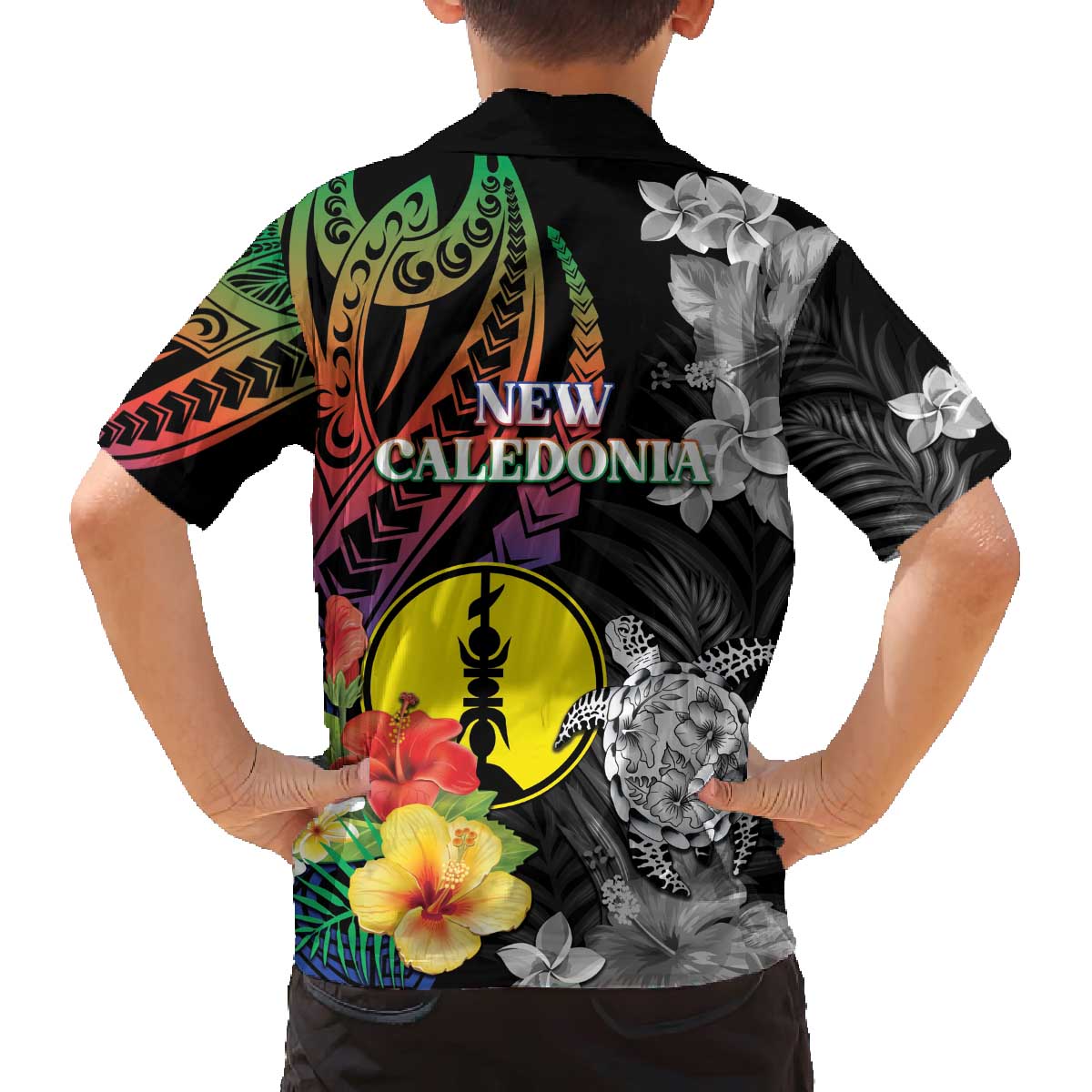 New Caledonia Bastille Day Family Matching Off Shoulder Short Dress and Hawaiian Shirt Tropical Turtle Hibiscus Polynesian Pattern LT05 - Polynesian Pride