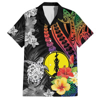 New Caledonia Bastille Day Family Matching Off Shoulder Short Dress and Hawaiian Shirt Tropical Turtle Hibiscus Polynesian Pattern LT05 Dad's Shirt - Short Sleeve Black - Polynesian Pride
