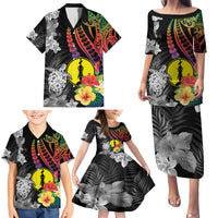 New Caledonia Bastille Day Family Matching Puletasi and Hawaiian Shirt Tropical Turtle Hibiscus Polynesian Pattern LT05 - Polynesian Pride
