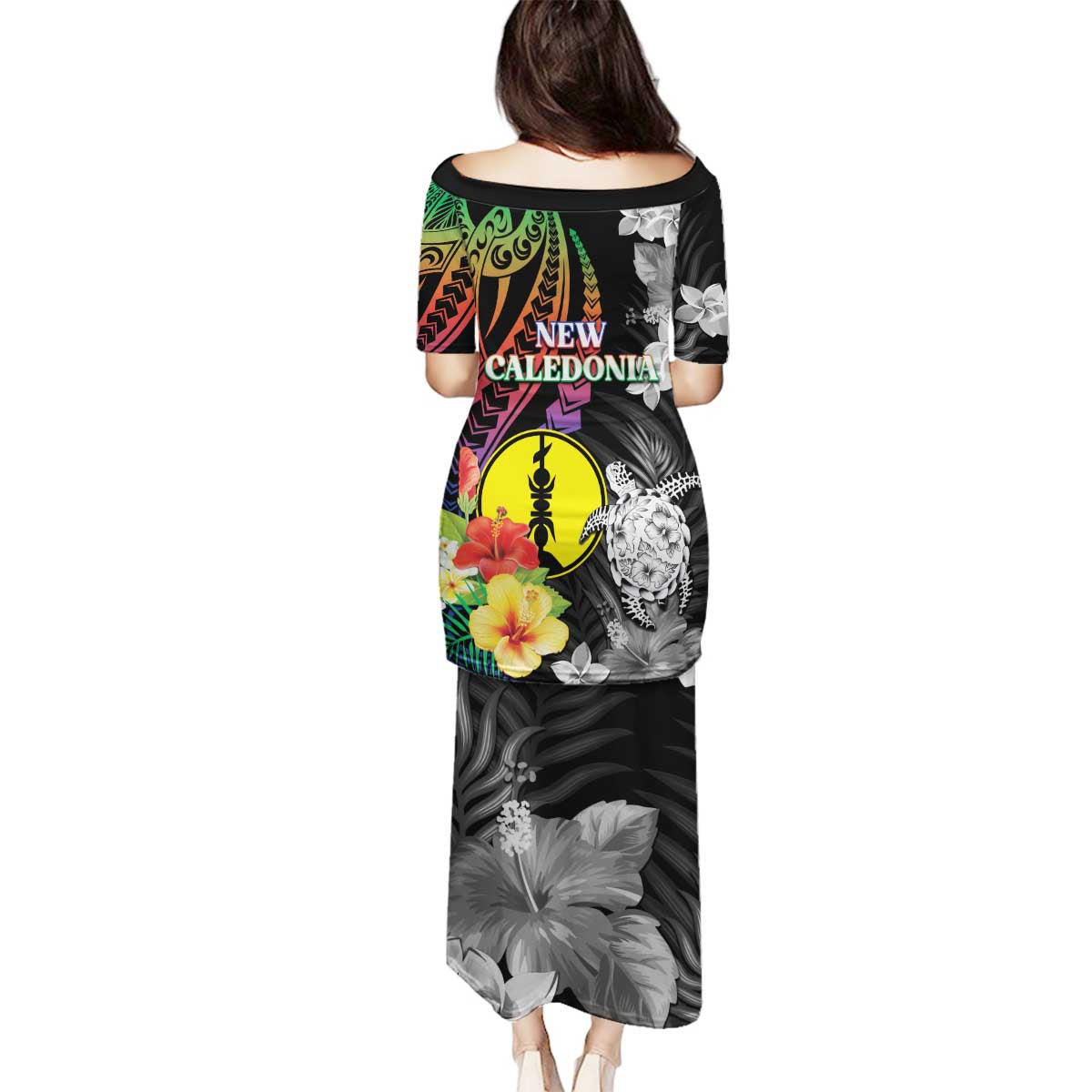 New Caledonia Bastille Day Family Matching Puletasi and Hawaiian Shirt Tropical Turtle Hibiscus Polynesian Pattern LT05 - Polynesian Pride