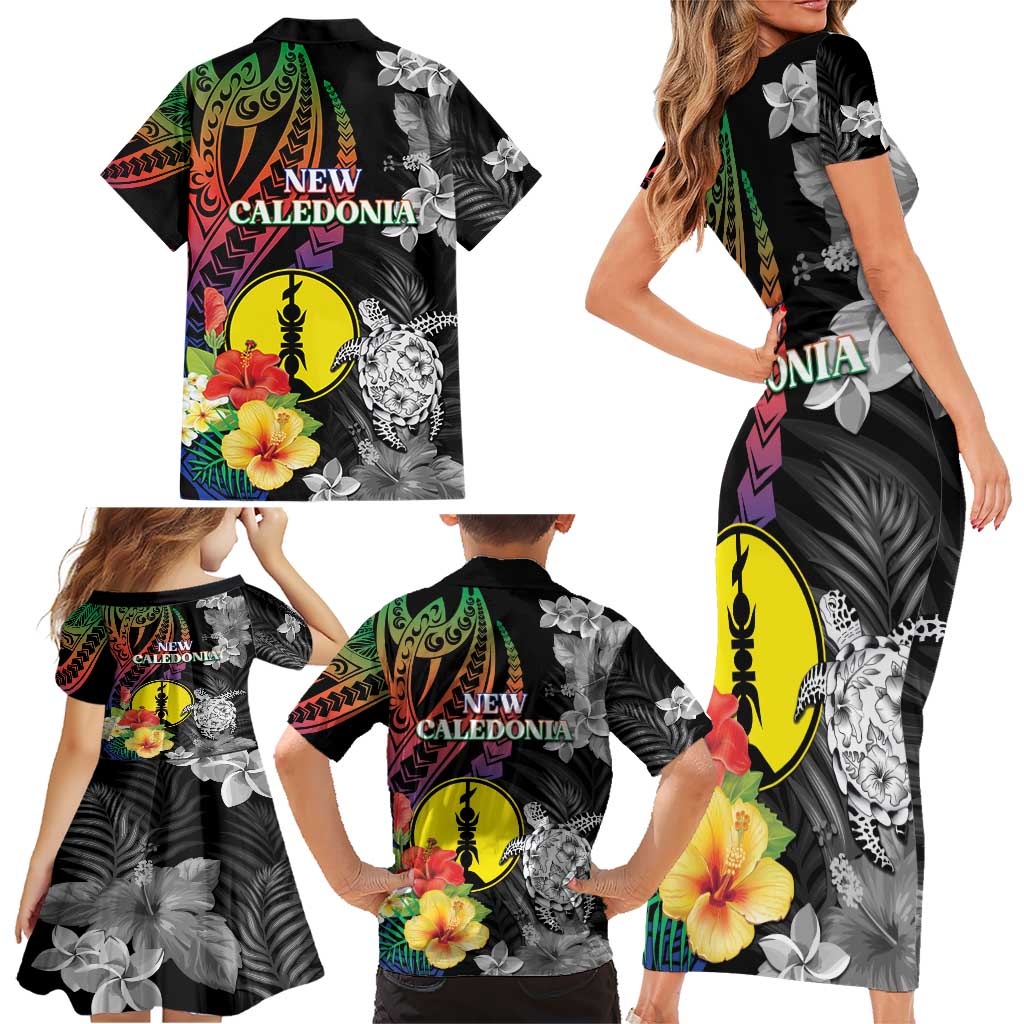 New Caledonia Bastille Day Family Matching Short Sleeve Bodycon Dress and Hawaiian Shirt Tropical Turtle Hibiscus Polynesian Pattern LT05 - Polynesian Pride