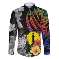 New Caledonia Bastille Day Family Matching Short Sleeve Bodycon Dress and Hawaiian Shirt Tropical Turtle Hibiscus Polynesian Pattern LT05 Dad's Shirt - Long Sleeve Black - Polynesian Pride
