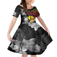 New Caledonia Bastille Day Family Matching Tank Maxi Dress and Hawaiian Shirt Tropical Turtle Hibiscus Polynesian Pattern LT05 Daughter's Dress Black - Polynesian Pride