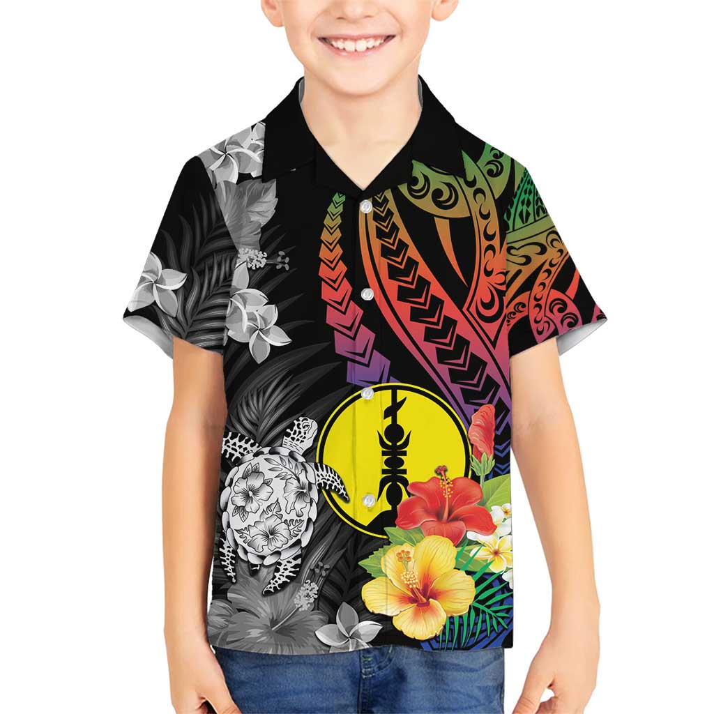 New Caledonia Bastille Day Family Matching Tank Maxi Dress and Hawaiian Shirt Tropical Turtle Hibiscus Polynesian Pattern LT05 Son's Shirt Black - Polynesian Pride