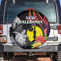 New Caledonia Bastille Day Spare Tire Cover Tropical Turtle Hibiscus Polynesian Pattern LT05 Black - Polynesian Pride