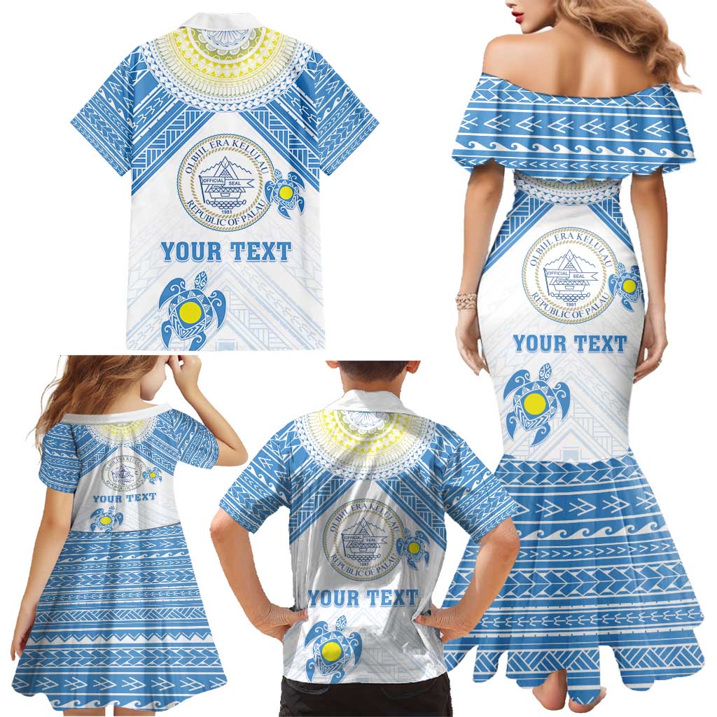 Personalised Palau Constitution Day Family Matching Mermaid Dress and Hawaiian Shirt Polynesian Turtle LT05 - Polynesian Pride