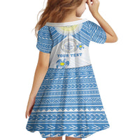 Personalised Palau Constitution Day Family Matching Off The Shoulder Long Sleeve Dress and Hawaiian Shirt Polynesian Turtle LT05 - Polynesian Pride