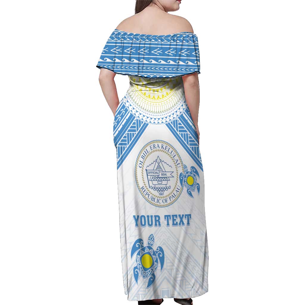 Personalised Palau Constitution Day Family Matching Off Shoulder Maxi Dress and Hawaiian Shirt Polynesian Turtle LT05 - Polynesian Pride