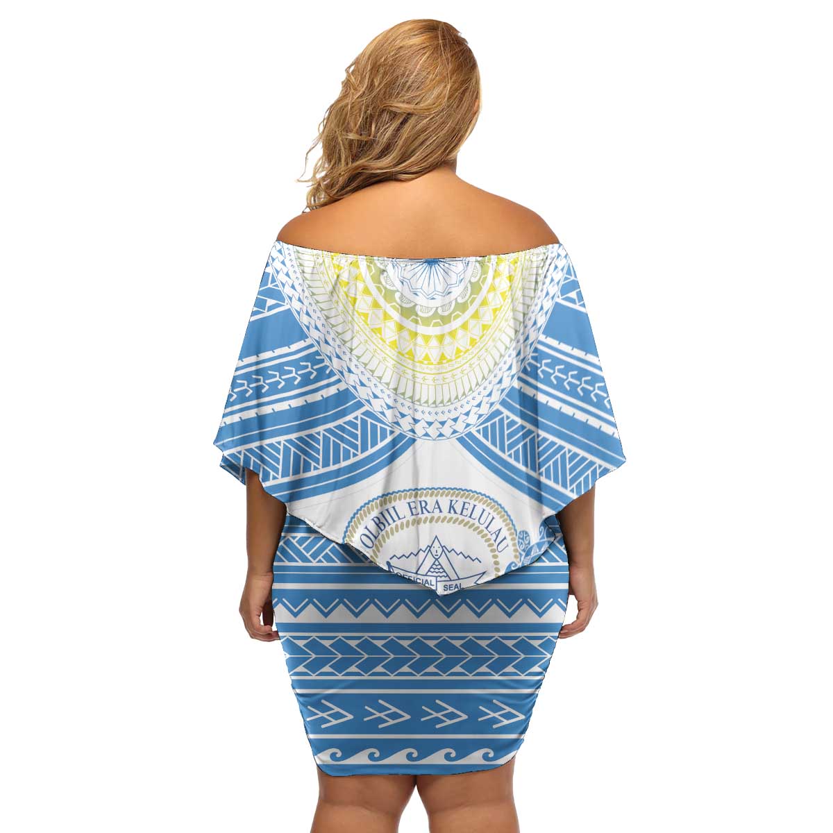 Personalised Palau Constitution Day Family Matching Off Shoulder Short Dress and Hawaiian Shirt Polynesian Turtle LT05 - Polynesian Pride